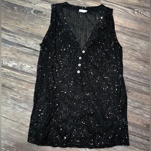 Black Sequin Tank NWOT size med